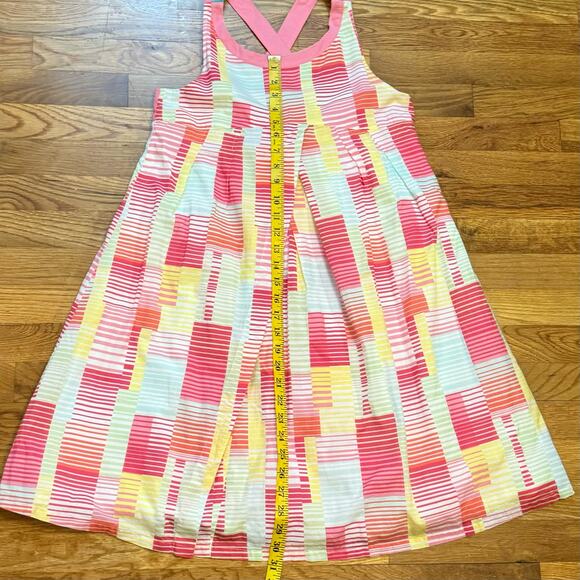 Kenzo Kids Girl’s Medium Pink Green Criss Cross Printed Apron Midi Sun Dress - Picture 7 of 9